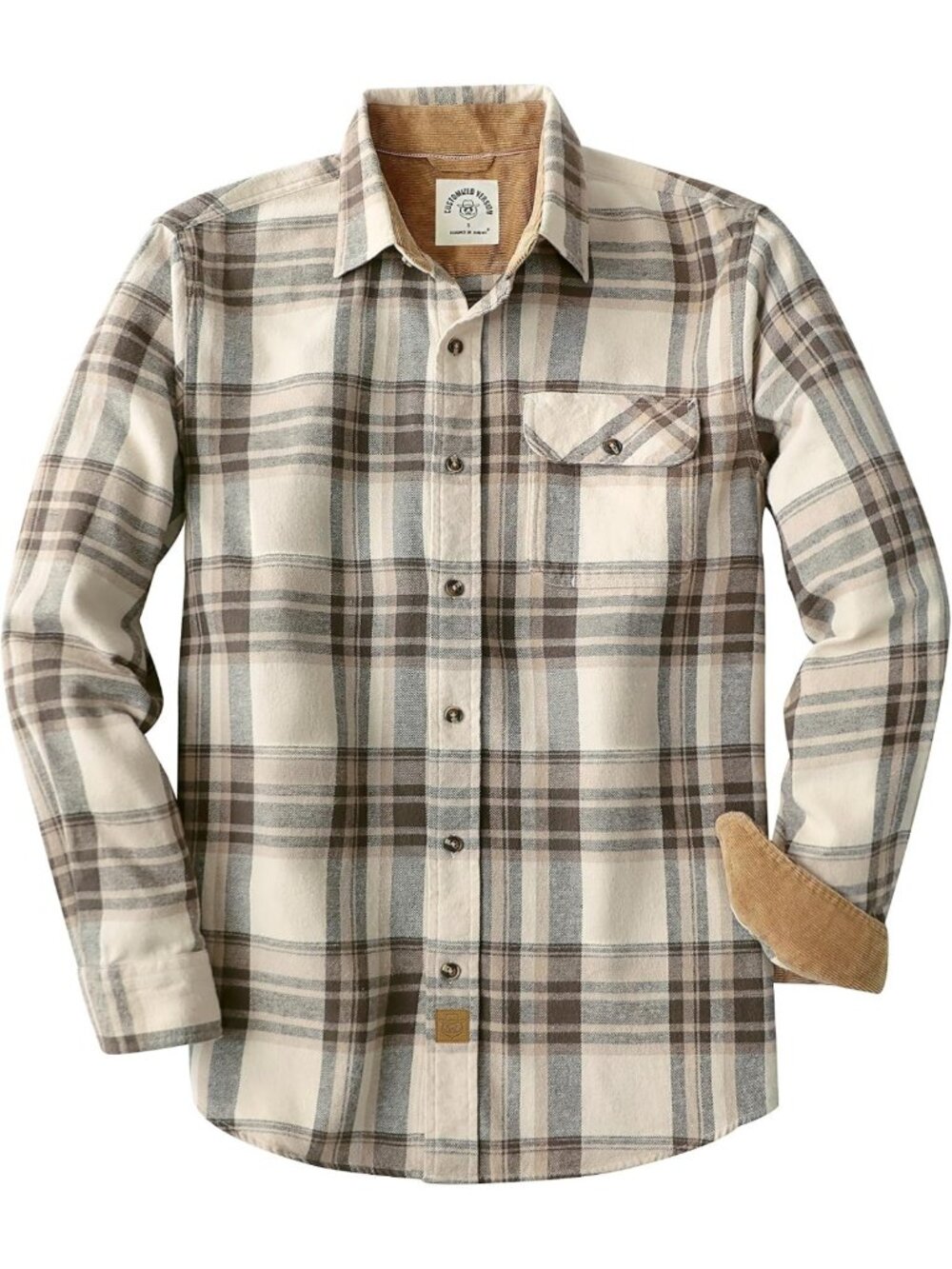Men's Vintage Flannel Shirt - Long Sleeve Casual 100% Cotton, Brushed Comfort